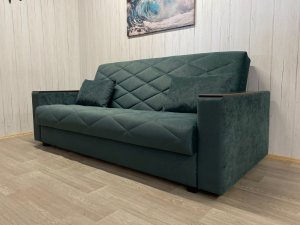 Диван Престиж-15 НПБ+МДФ, велюр Sensey bottle green в Карабаше - karabash.magazin-mebel74.ru | фото