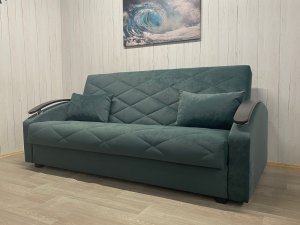 Диван Престиж-16 НПБ+МДФ, велюр Sensey bottle green в Карабаше - karabash.magazin-mebel74.ru | фото