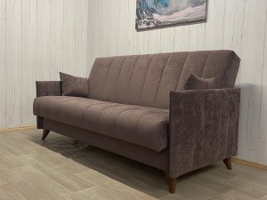 Диван Престиж-3 НПБ, велюр Sensey Dusty plum в Карабаше - karabash.magazin-mebel74.ru | фото