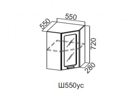 Ш550ус/720 Шкаф навесной 550/720 (угловой со стеклом) в Карабаше - karabash.magazin-mebel74.ru | фото