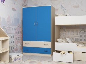 Шкаф двухстворчатый дуб молочный-голубой в Карабаше - karabash.magazin-mebel74.ru | фото